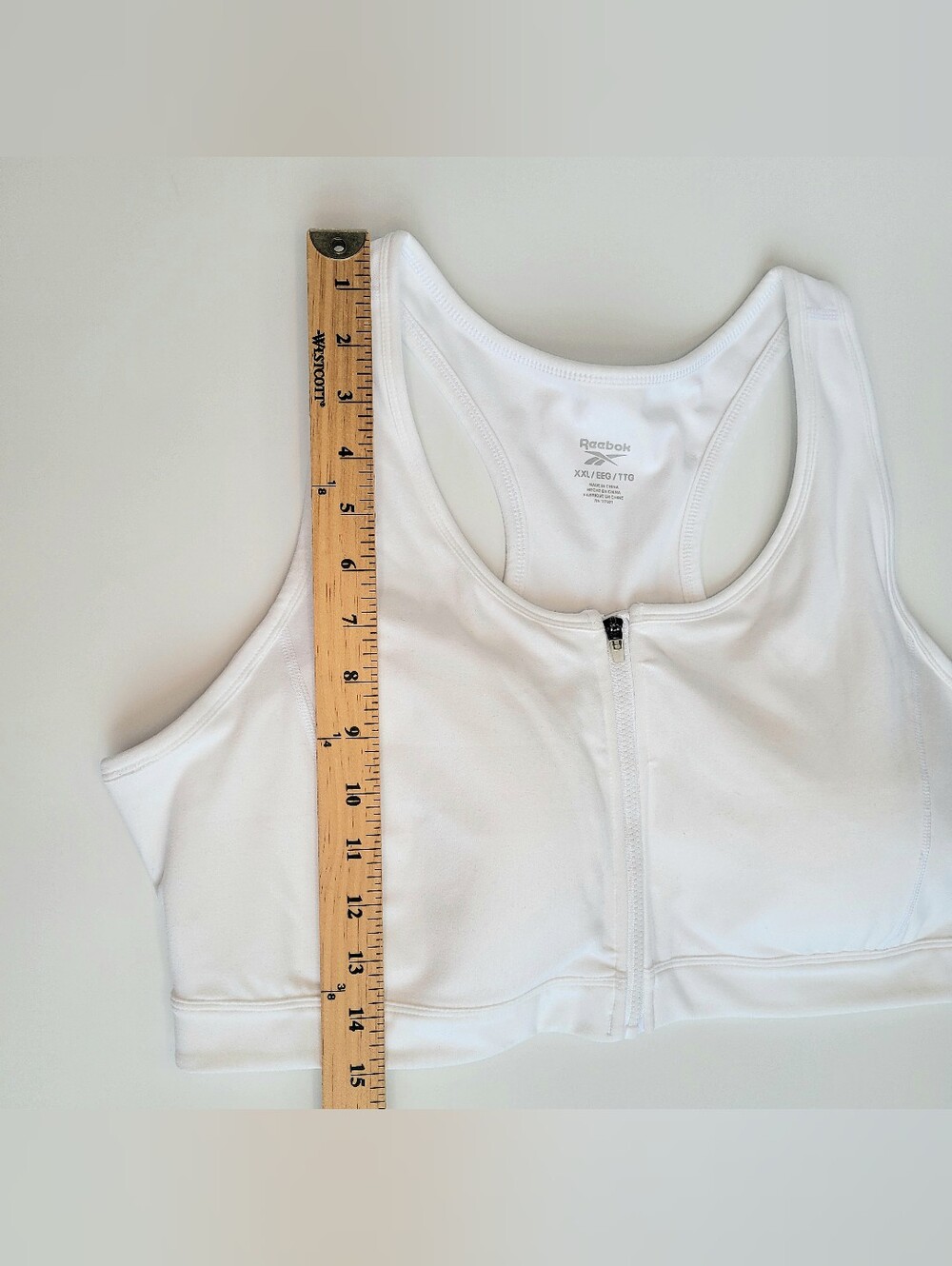 REEBOK Performer Zip Front Bra Size XXL White High Support W/Padded Cups NEW - Picture 8 of 10